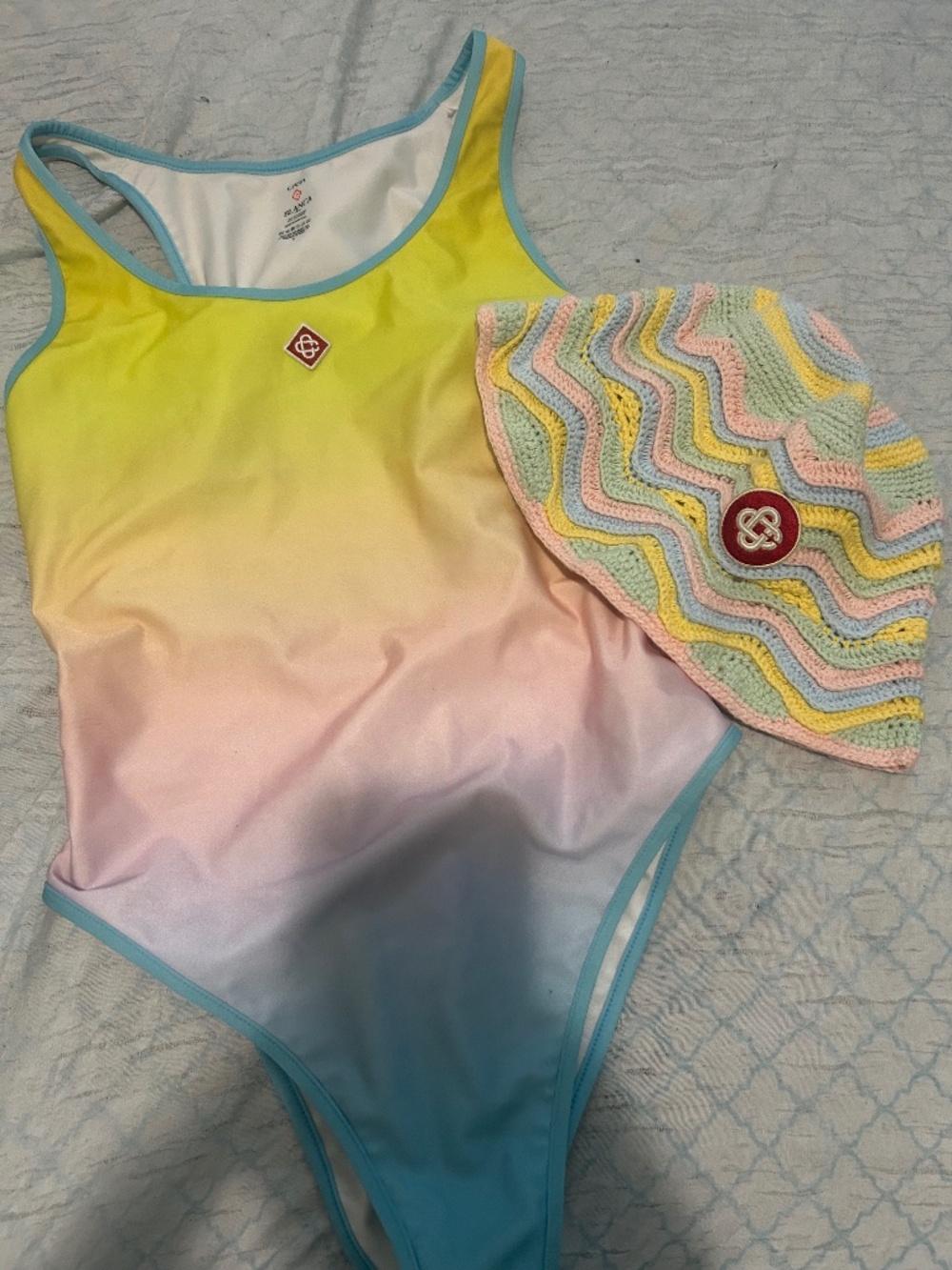 Womens Casablanca swim suit and crochet hat